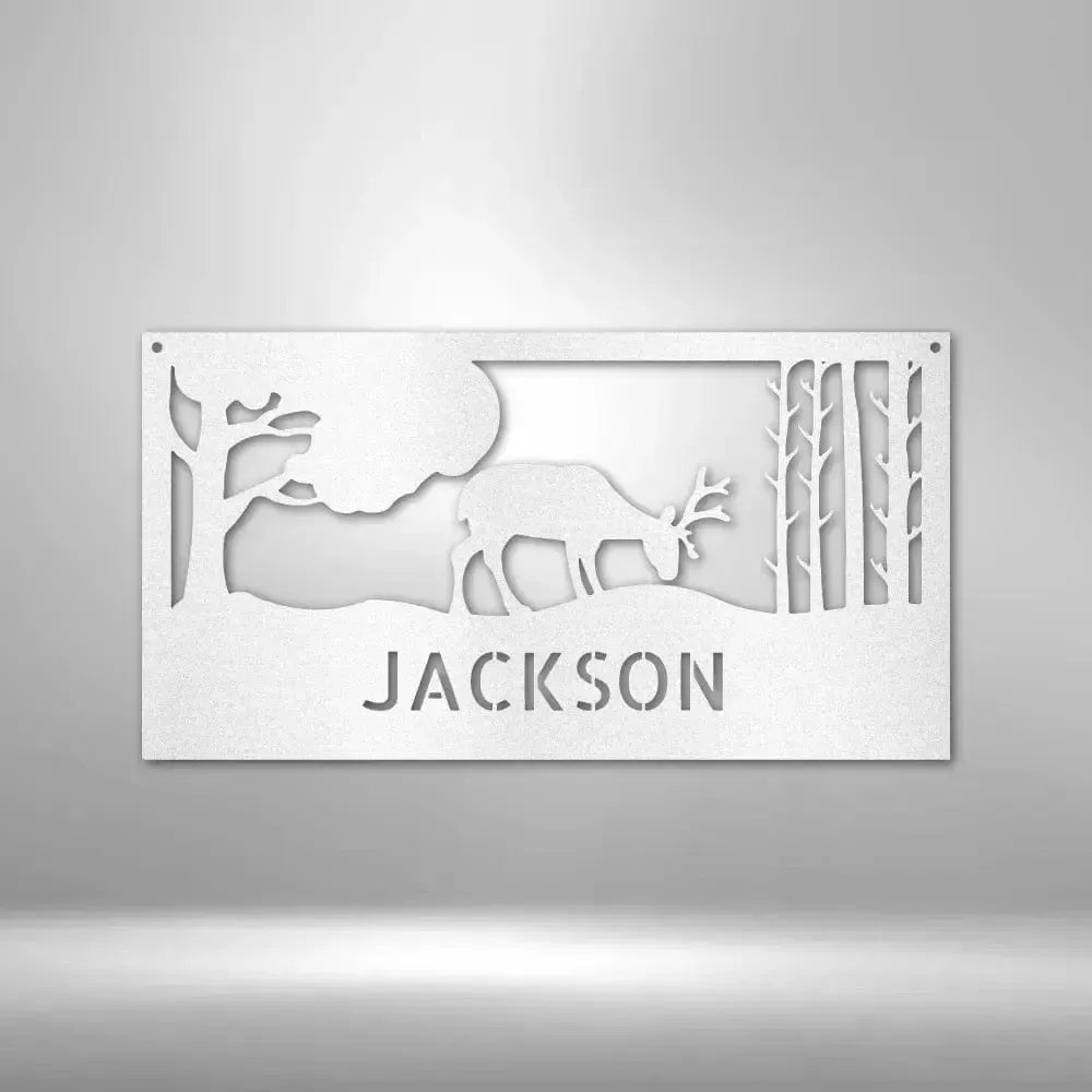 Custom Grazing Deer Metal Art Sign