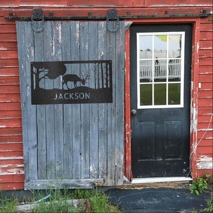 Custom Grazing Deer Metal Art Sign