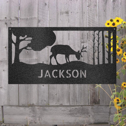 Custom Grazing Deer Metal Art Sign