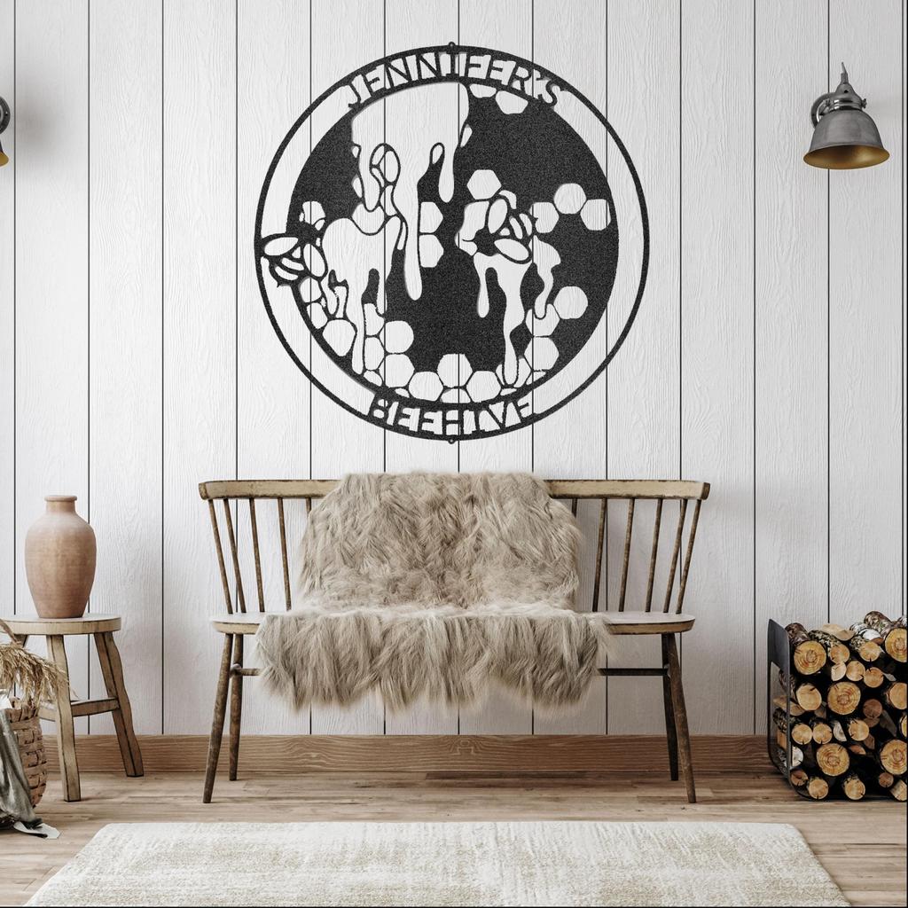 Custom Honey Bee Metal Art Sign
