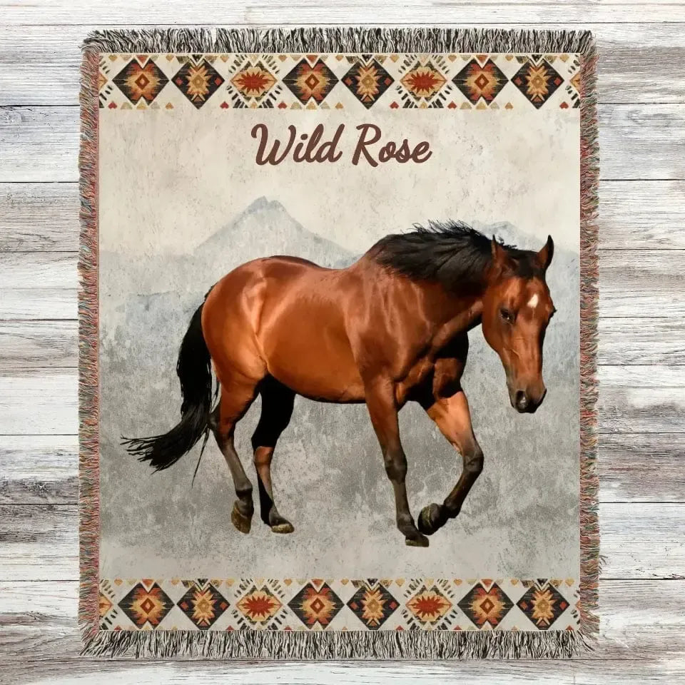 Custom Horse Photo Woven Blanket
