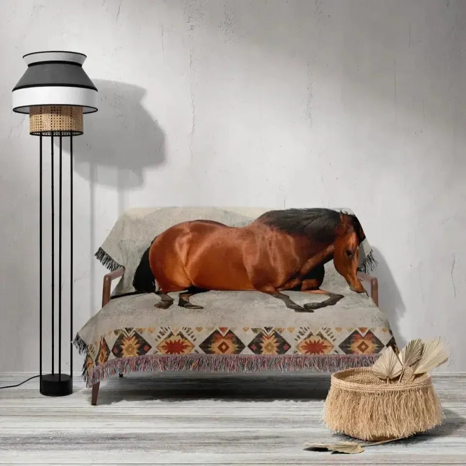 Custom Horse Photo Woven Blanket