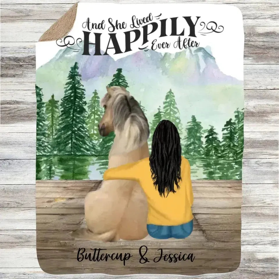 Custom Horse and Girl Sherpa Blanket