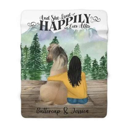Custom Horse and Girl Sherpa Blanket