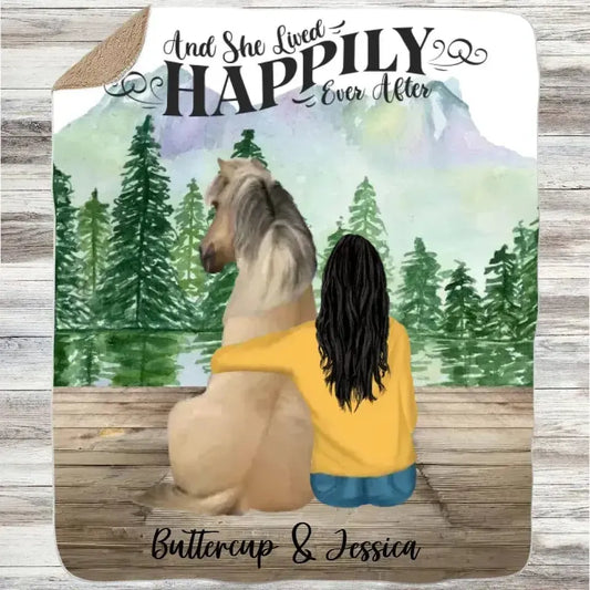 Custom Horse and Girl Sherpa Blanket