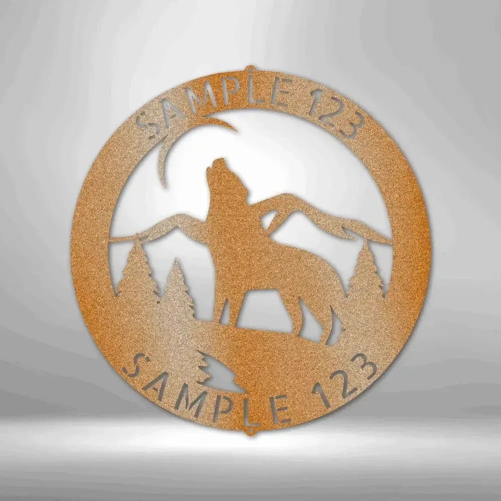 Custom Howling Wolf Metal Art Sign