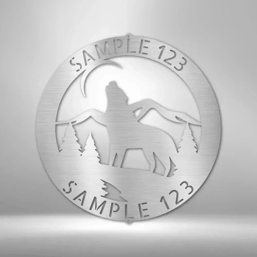 Custom Howling Wolf Metal Art Sign