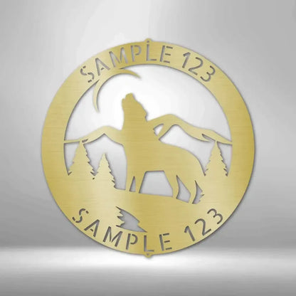 Custom Howling Wolf Metal Art Sign