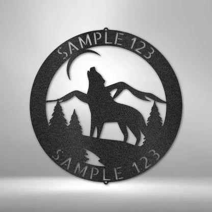 Custom Howling Wolf Metal Art Sign