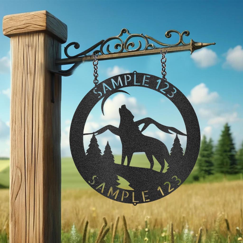 Custom Howling Wolf Metal Art Sign