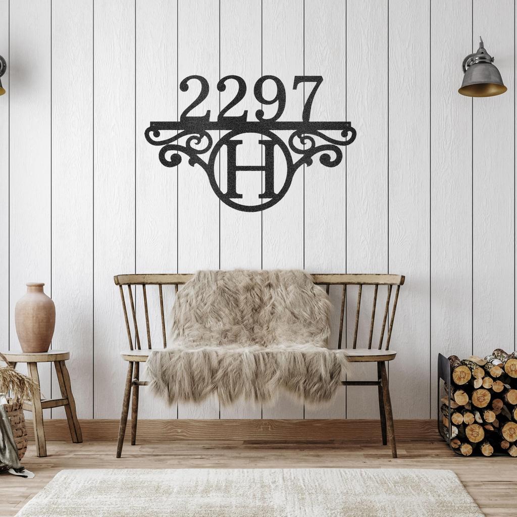 Custom Initial Address Metal Art Sign