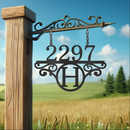 Custom Initial Address Metal Art Sign