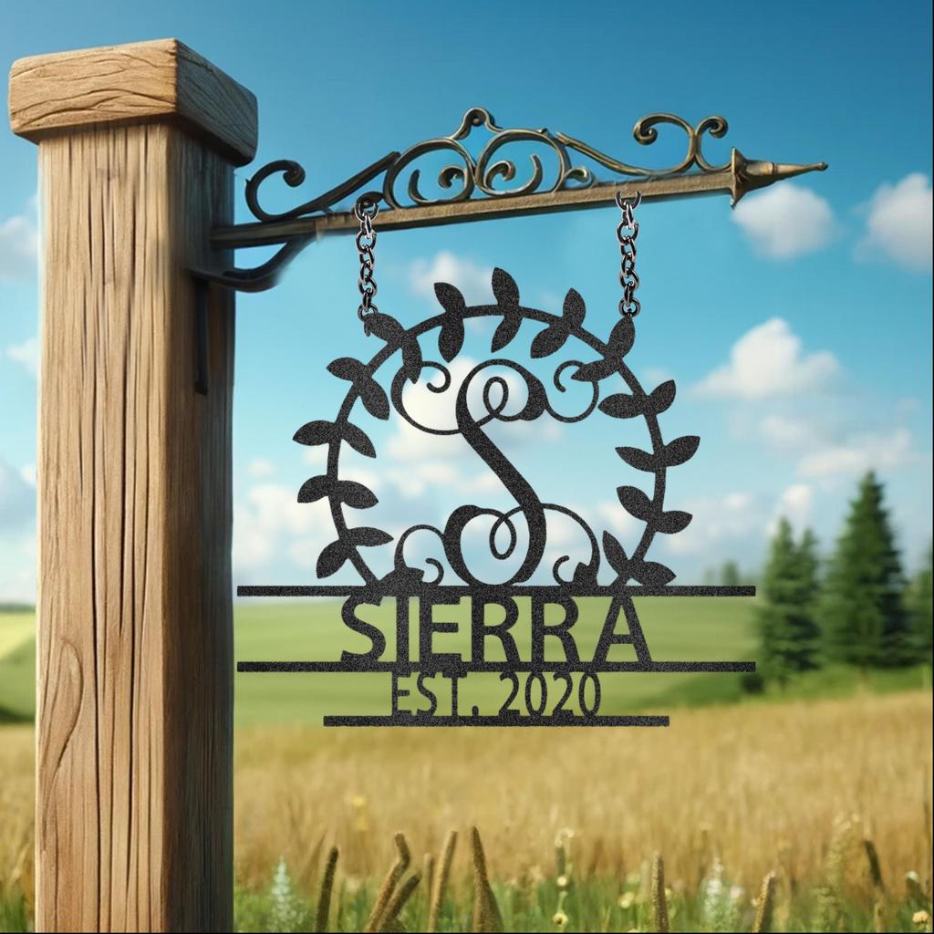 Custom Initial Crest Metal Art Sign