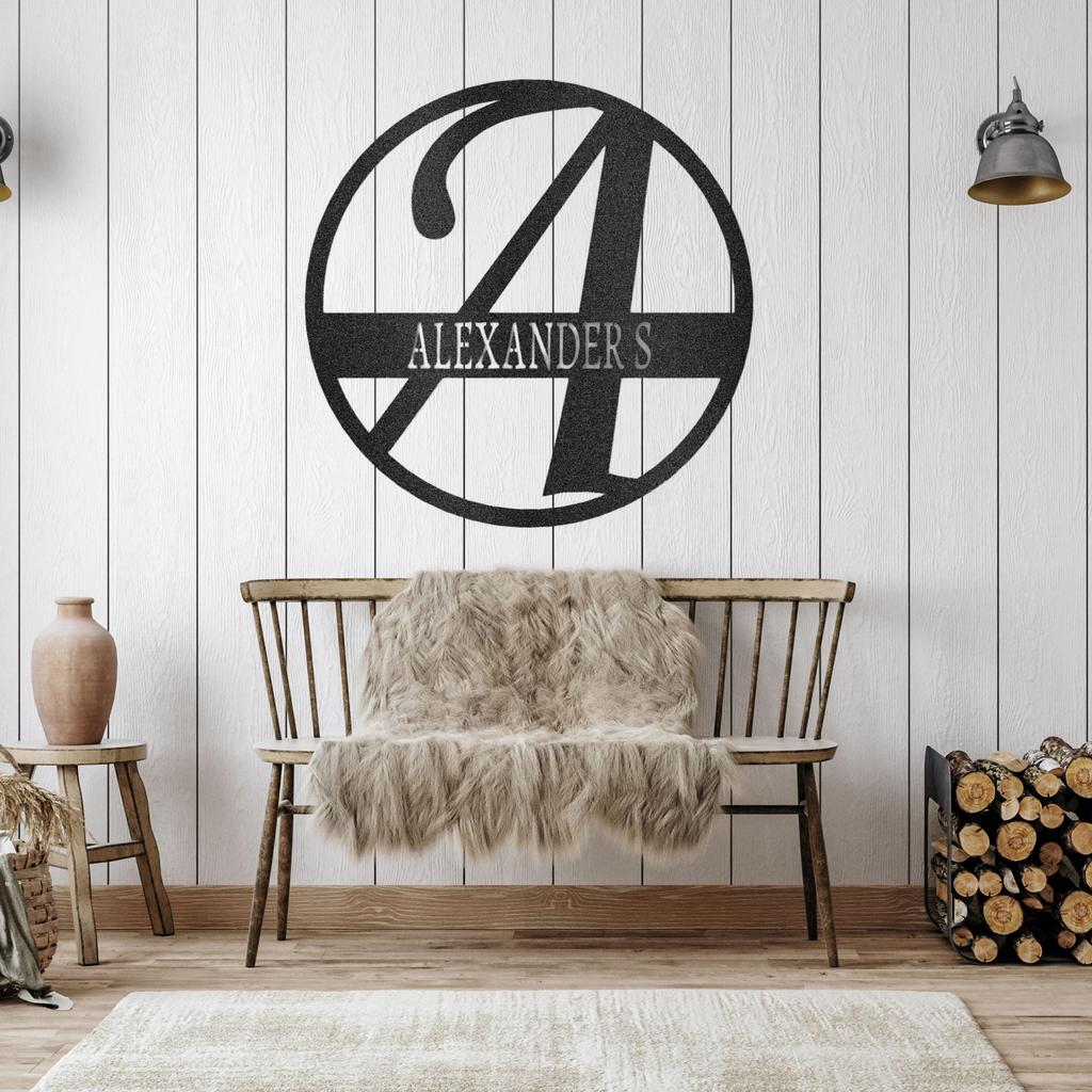 Custom Initial Family Name Metal Art Sign