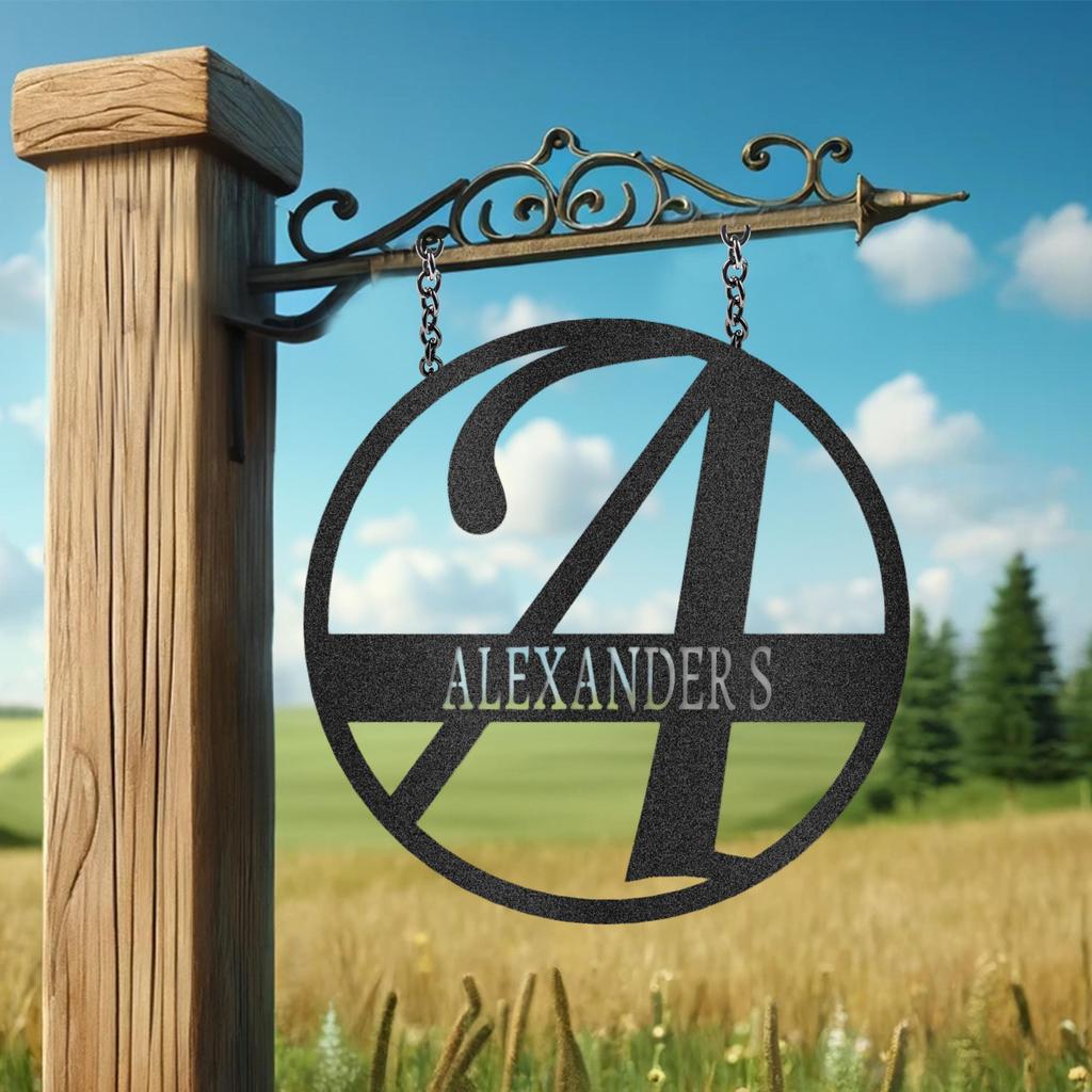 Custom Initial Family Name Metal Art Sign