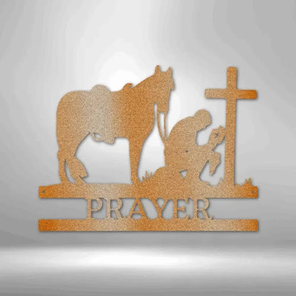 Custom Kneeling Cowboy Metal Art Sign