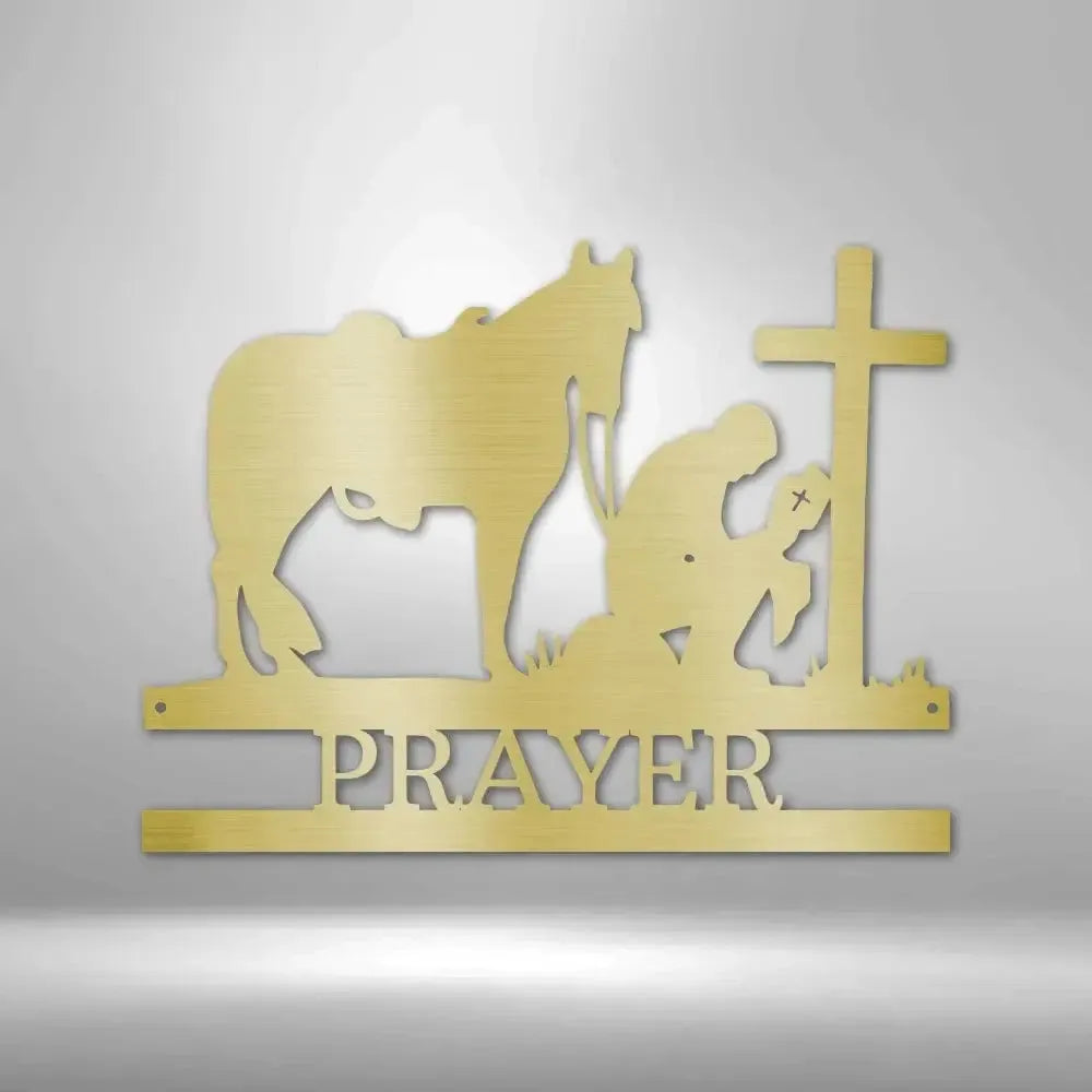 Custom Kneeling Cowboy Metal Art Sign