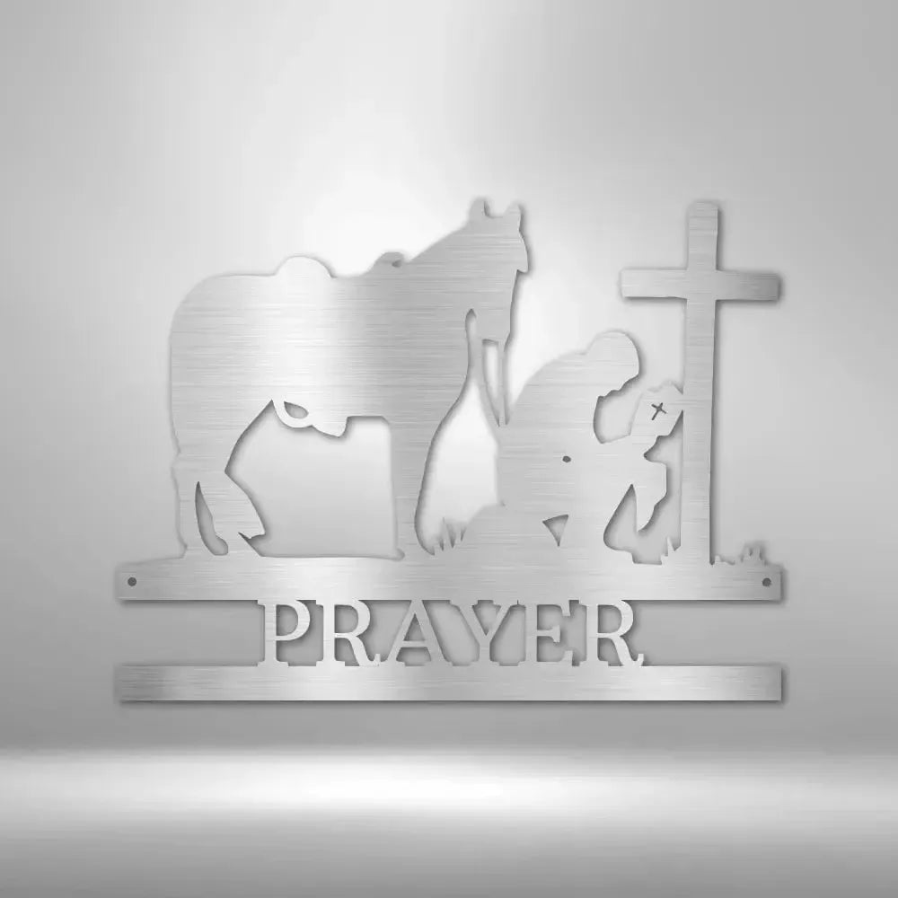 Custom Kneeling Cowboy Metal Art Sign