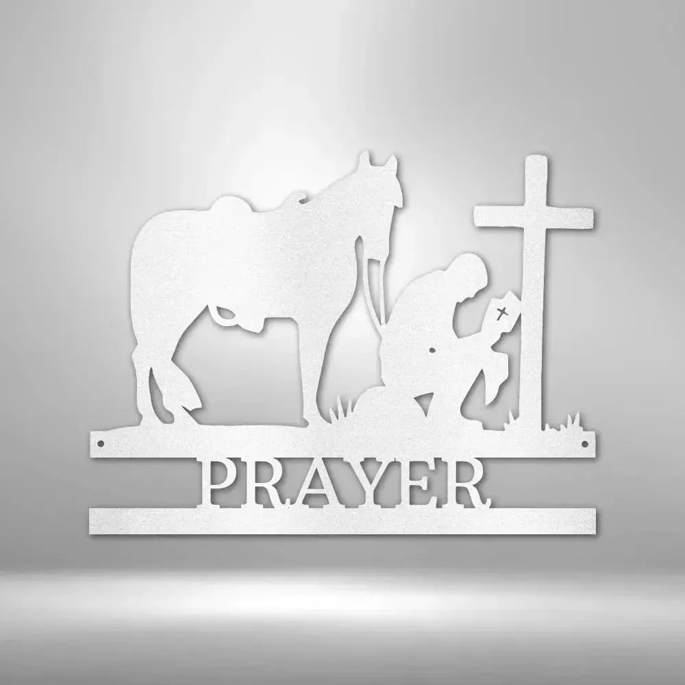Custom Kneeling Cowboy Metal Art Sign