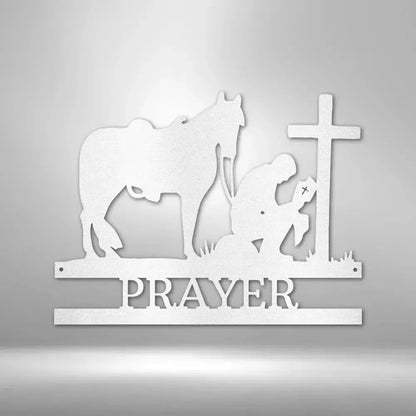 Custom Kneeling Cowboy Metal Art Sign