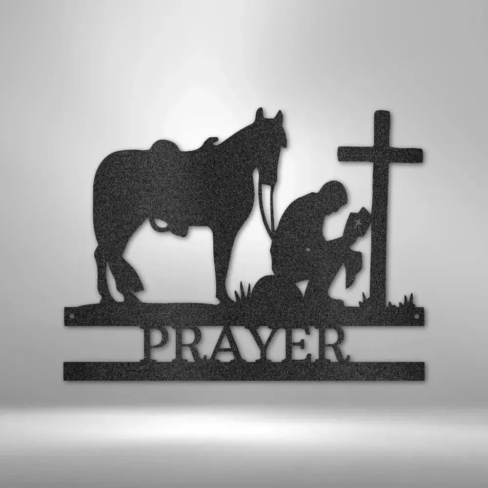 Custom Kneeling Cowboy Metal Art Sign
