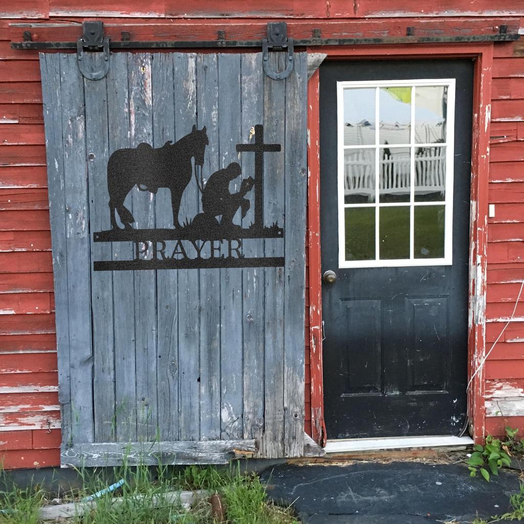 Custom Kneeling Cowboy Metal Art Sign