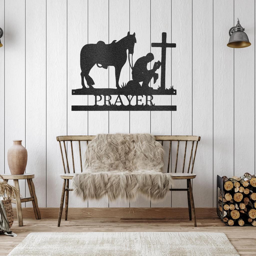Custom Kneeling Cowboy Metal Art Sign