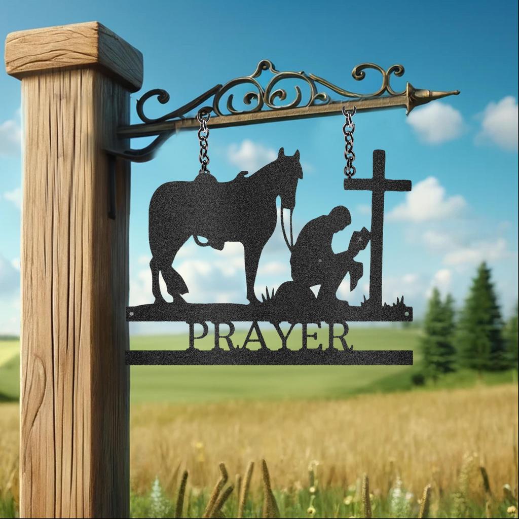 Custom Kneeling Cowboy Metal Art Sign