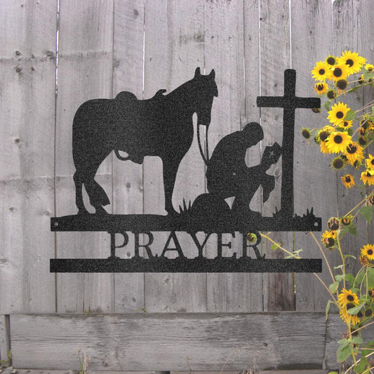 Custom Kneeling Cowboy Metal Art Sign