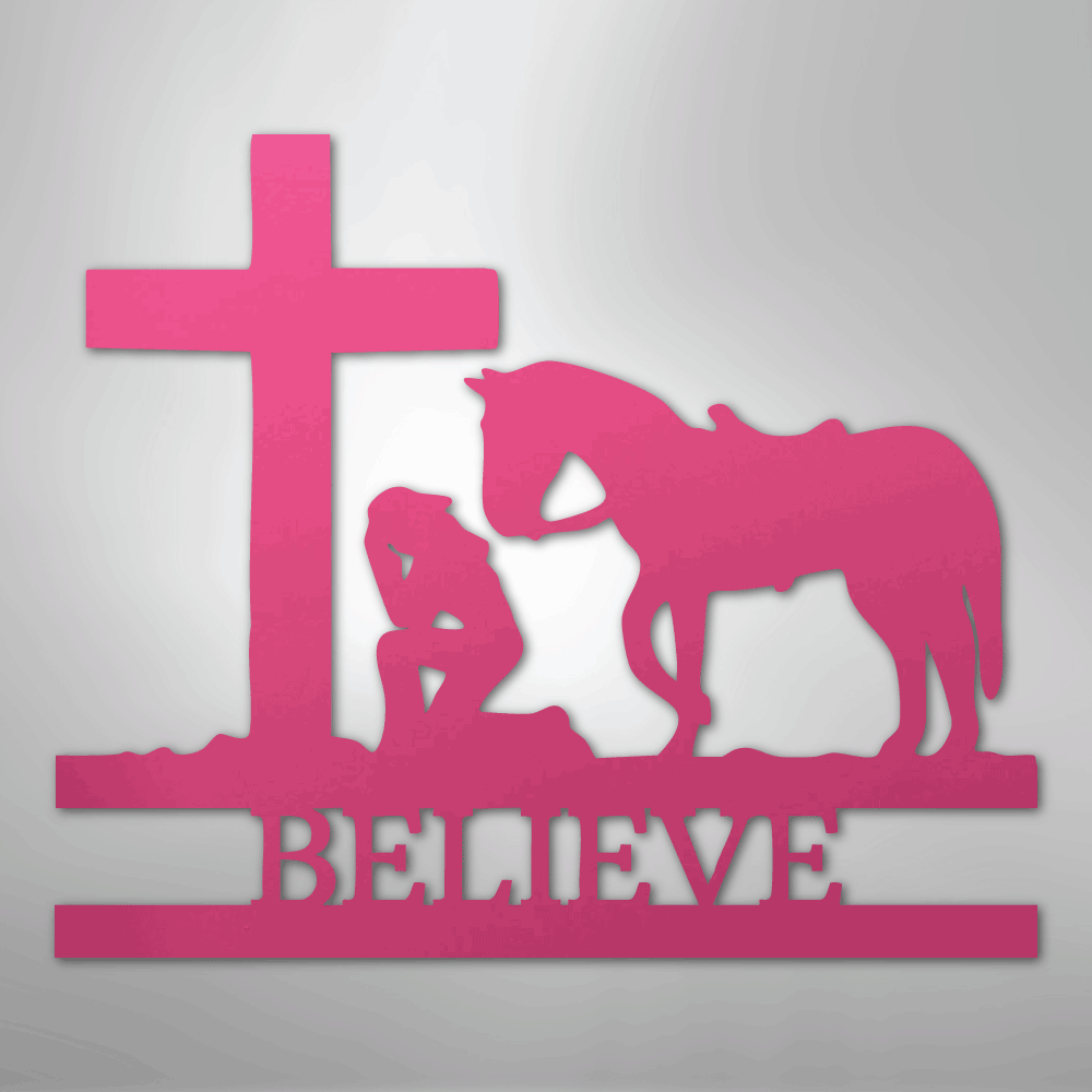 Custom Kneeling Cowgirl Metal Art Sign