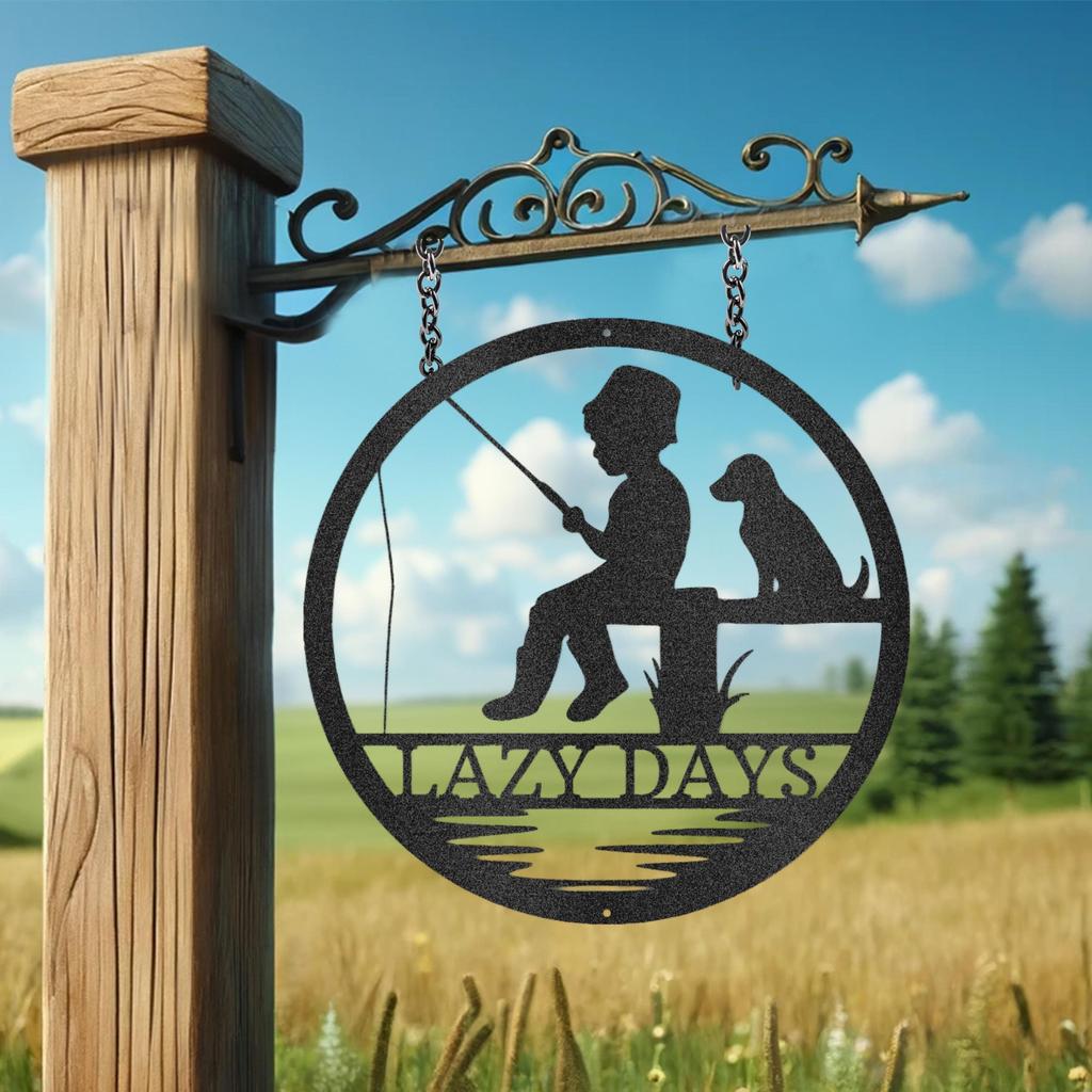 Custom Little Fisher Metal Art Sign