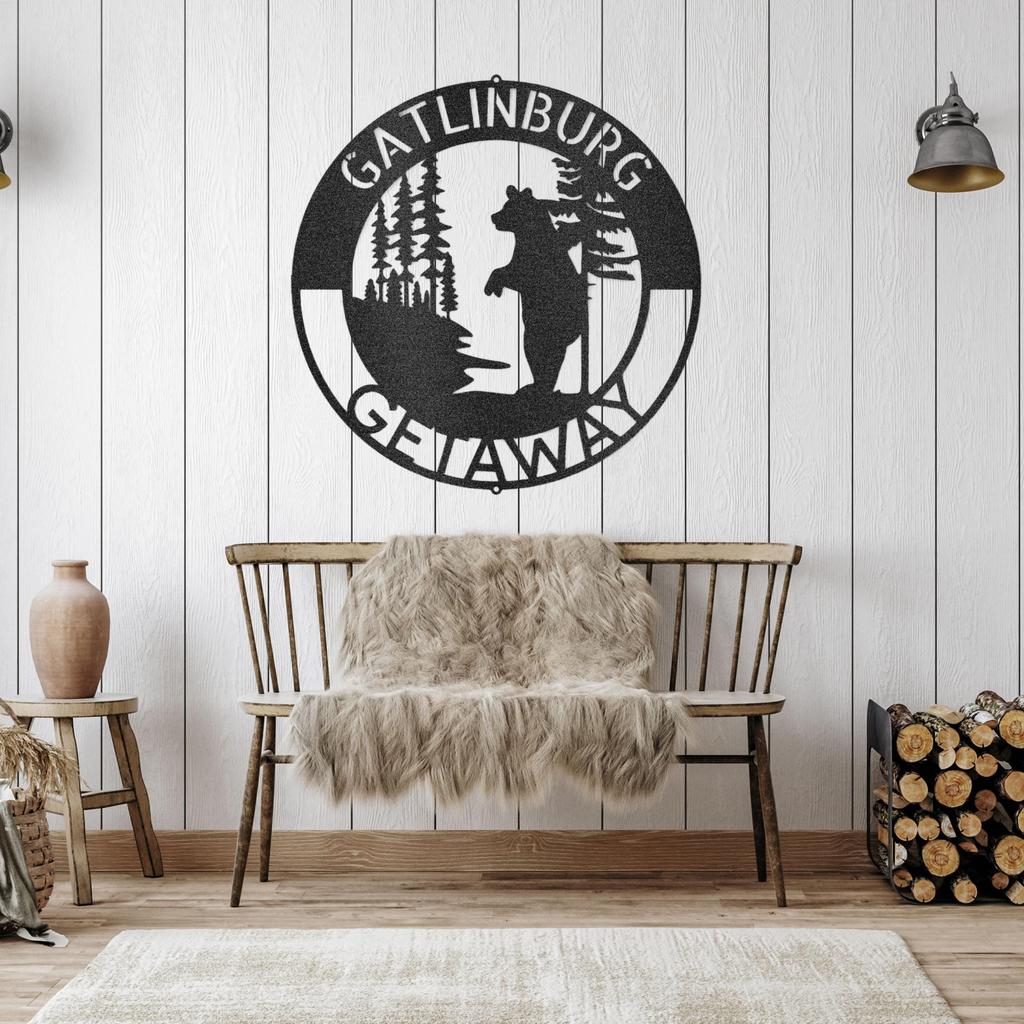 Custom Lone Bear Metal Art Sign