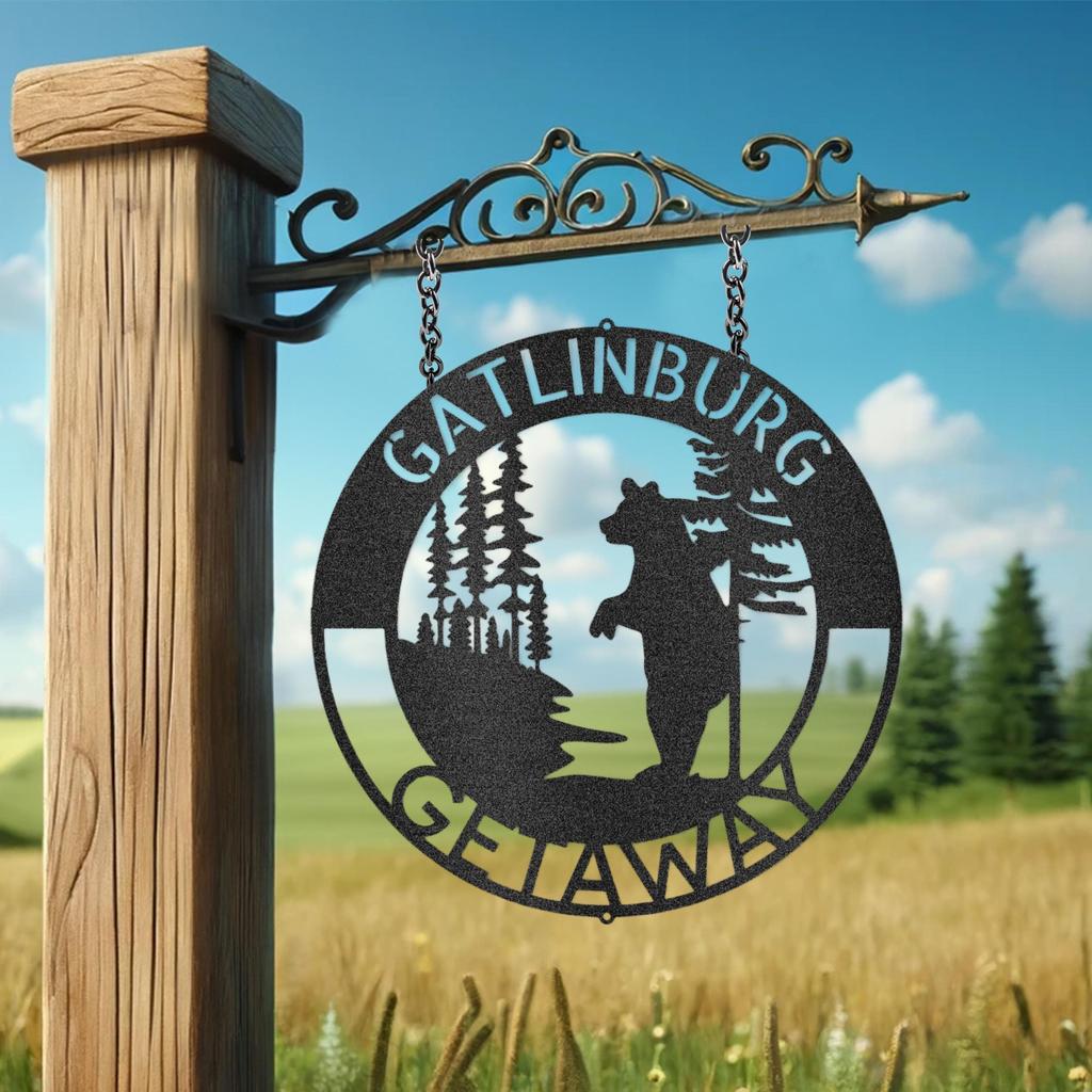 Custom Lone Bear Metal Art Sign