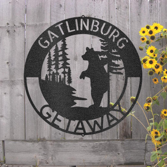 Custom Lone Bear Metal Art Sign