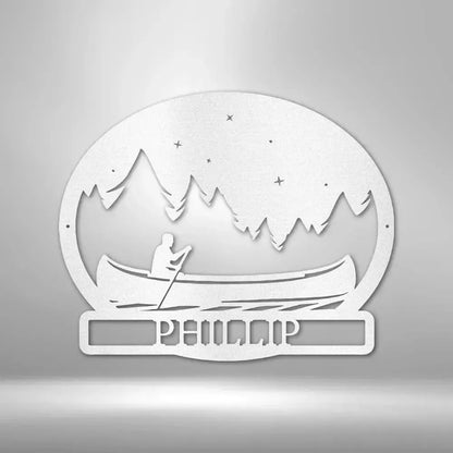 Custom Midnight Rowing Metal Art Sign