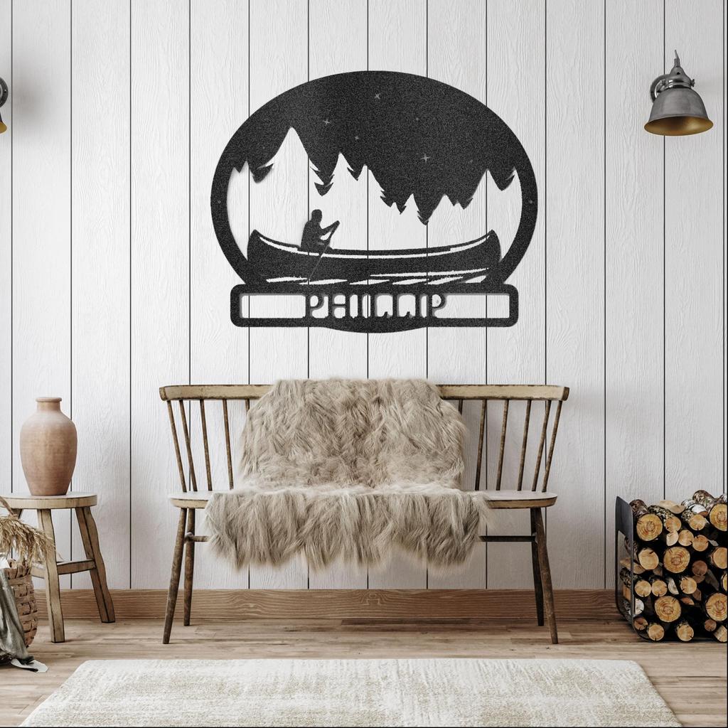 Custom Midnight Rowing Metal Art Sign