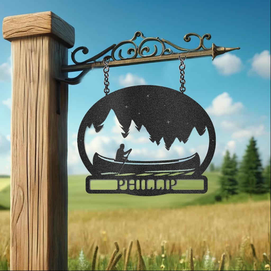 Custom Midnight Rowing Metal Art Sign