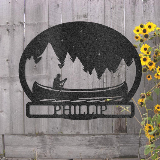 Custom Midnight Rowing Metal Art Sign
