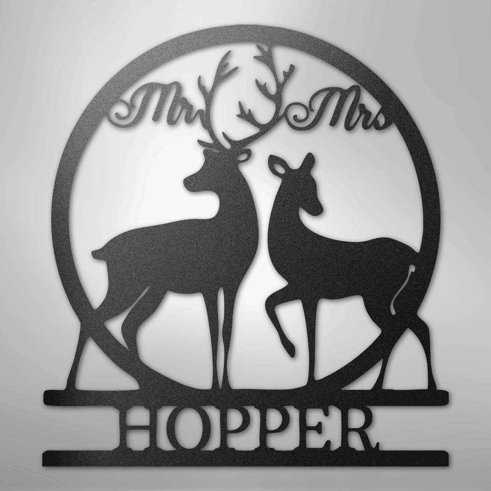 Custom Mr and Mrs Deer Metal Art Sign