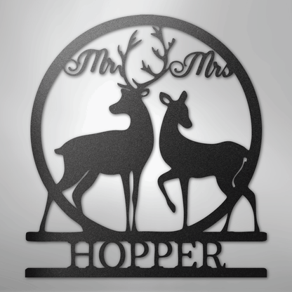 Custom Mr and Mrs Deer Metal Art Sign