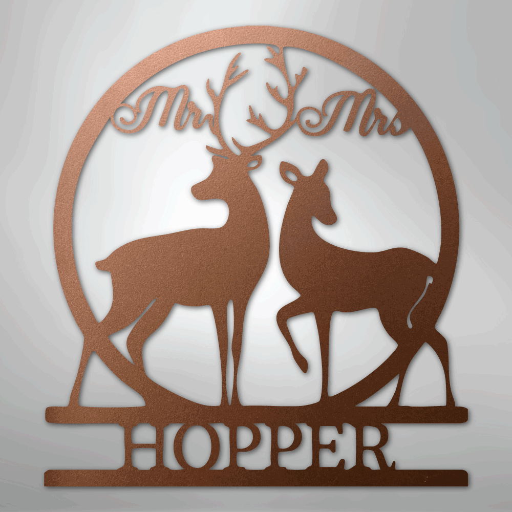 Custom Mr and Mrs Deer Metal Art Sign