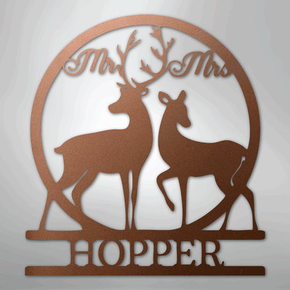 Custom Mr and Mrs Deer Metal Art Sign