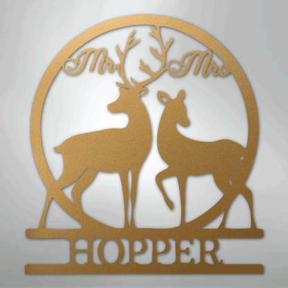Custom Mr and Mrs Deer Metal Art Sign