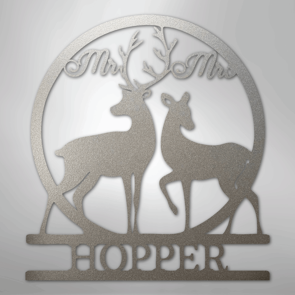 Custom Mr and Mrs Deer Metal Art Sign