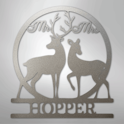 Custom Mr and Mrs Deer Metal Art Sign