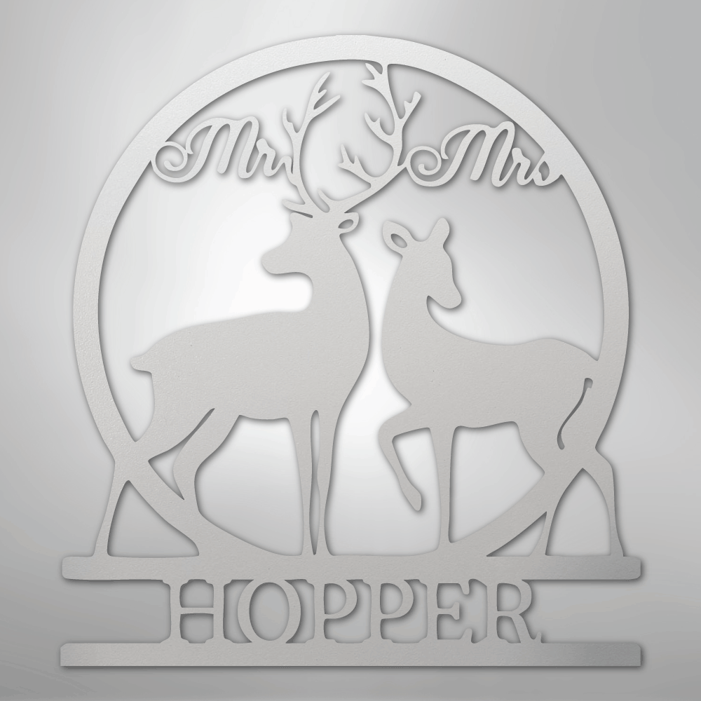 Custom Mr and Mrs Deer Metal Art Sign