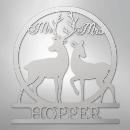 Custom Mr and Mrs Deer Metal Art Sign
