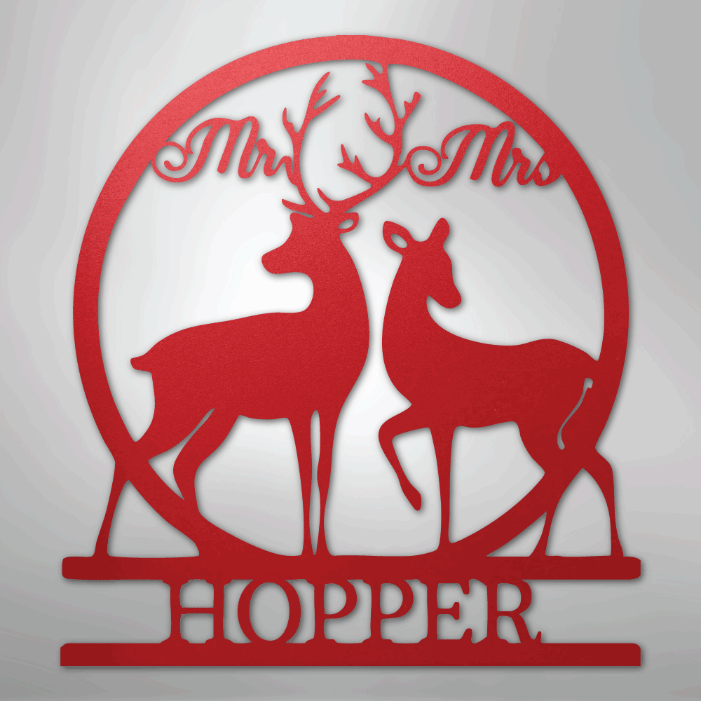 Custom Mr and Mrs Deer Metal Art Sign