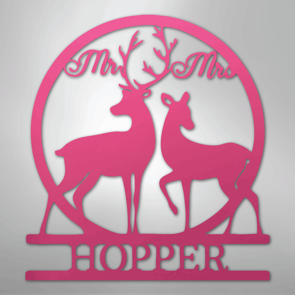 Custom Mr and Mrs Deer Metal Art Sign