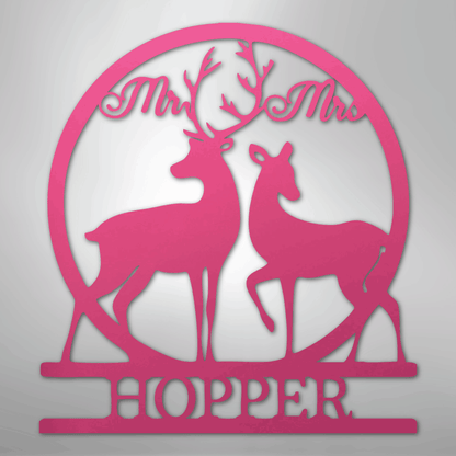 Custom Mr and Mrs Deer Metal Art Sign